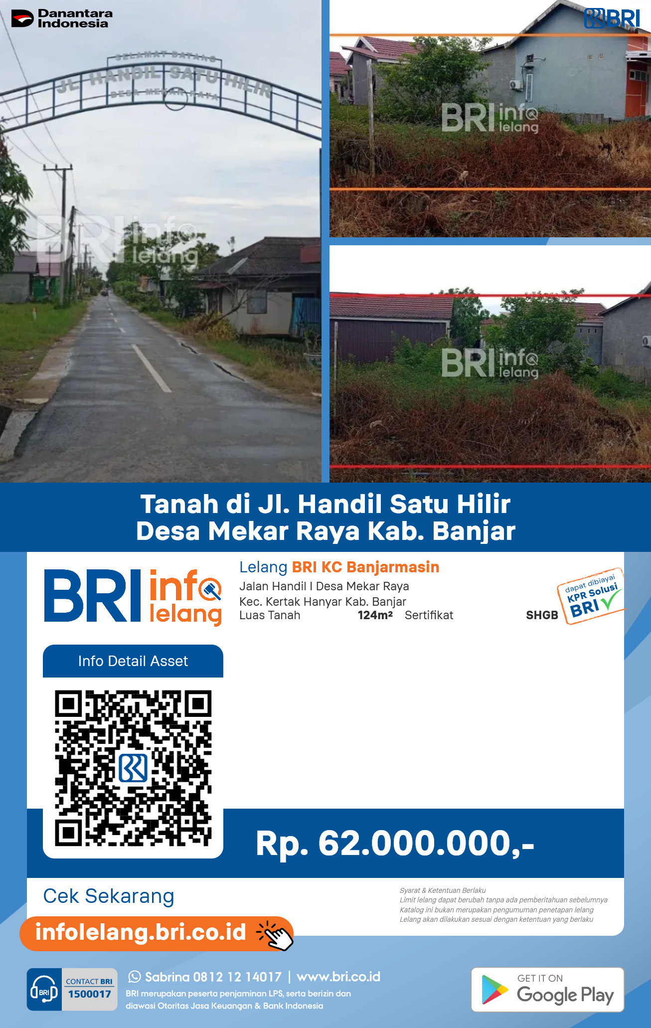 Tanah di Jalan Handil Satu Hilir Desa Mekar Raya
